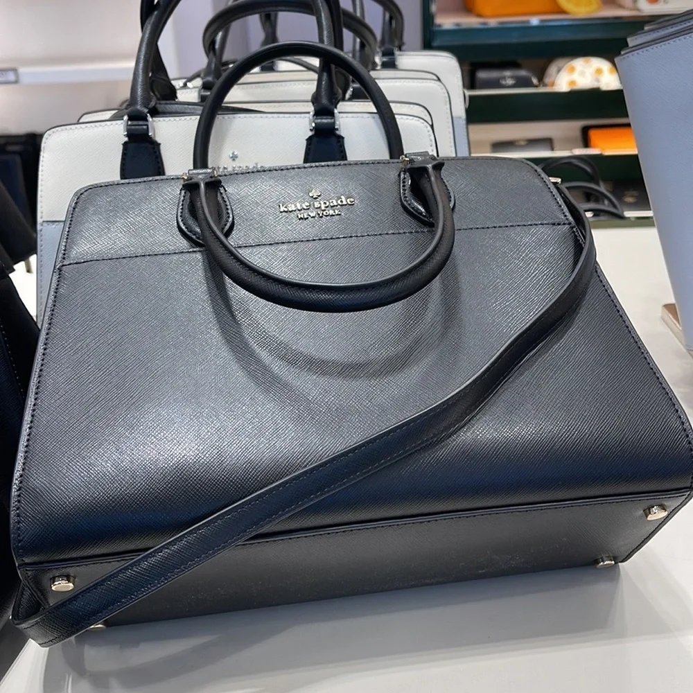 Kate Spade Madison Safiano Leather Medium Satchel Handbag COLOR: Black NWT